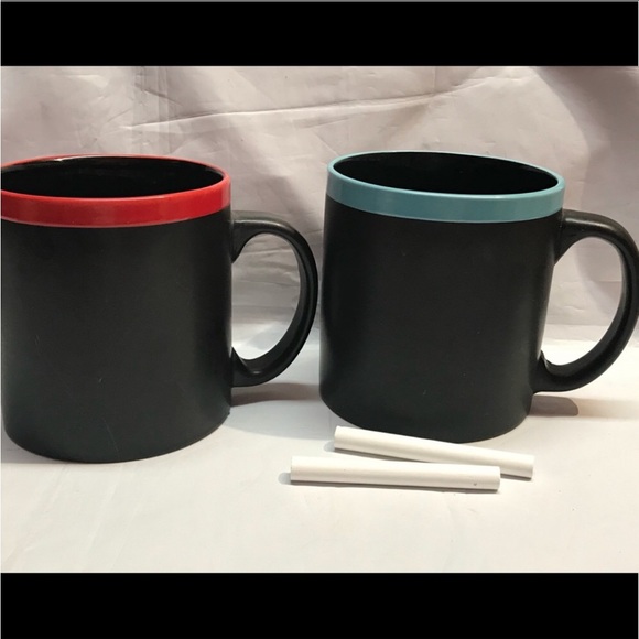 Set of 2 Dog Lovers Coffee Mugs w/chalk. NEW! - Picture 3 of 5